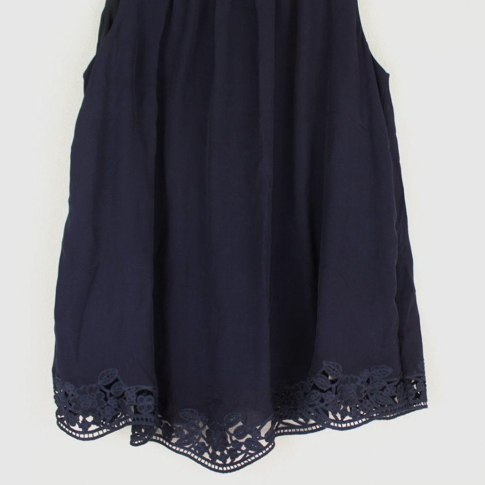 NEW Kate Spade Embroidered Trim Silk Top, Rich Navy, Small, Sleeveless, Lined - Picture 11 of 15